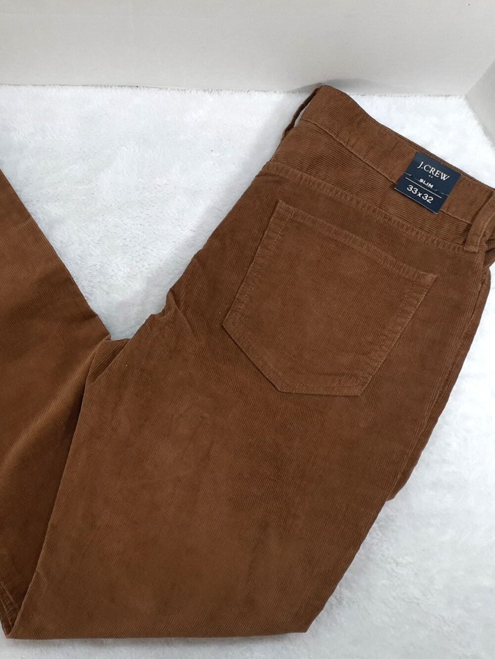 J.Crew Flex Corduroy Pants Mens 33x32 Brown Slim Fit Straight Leg J7334 NWT